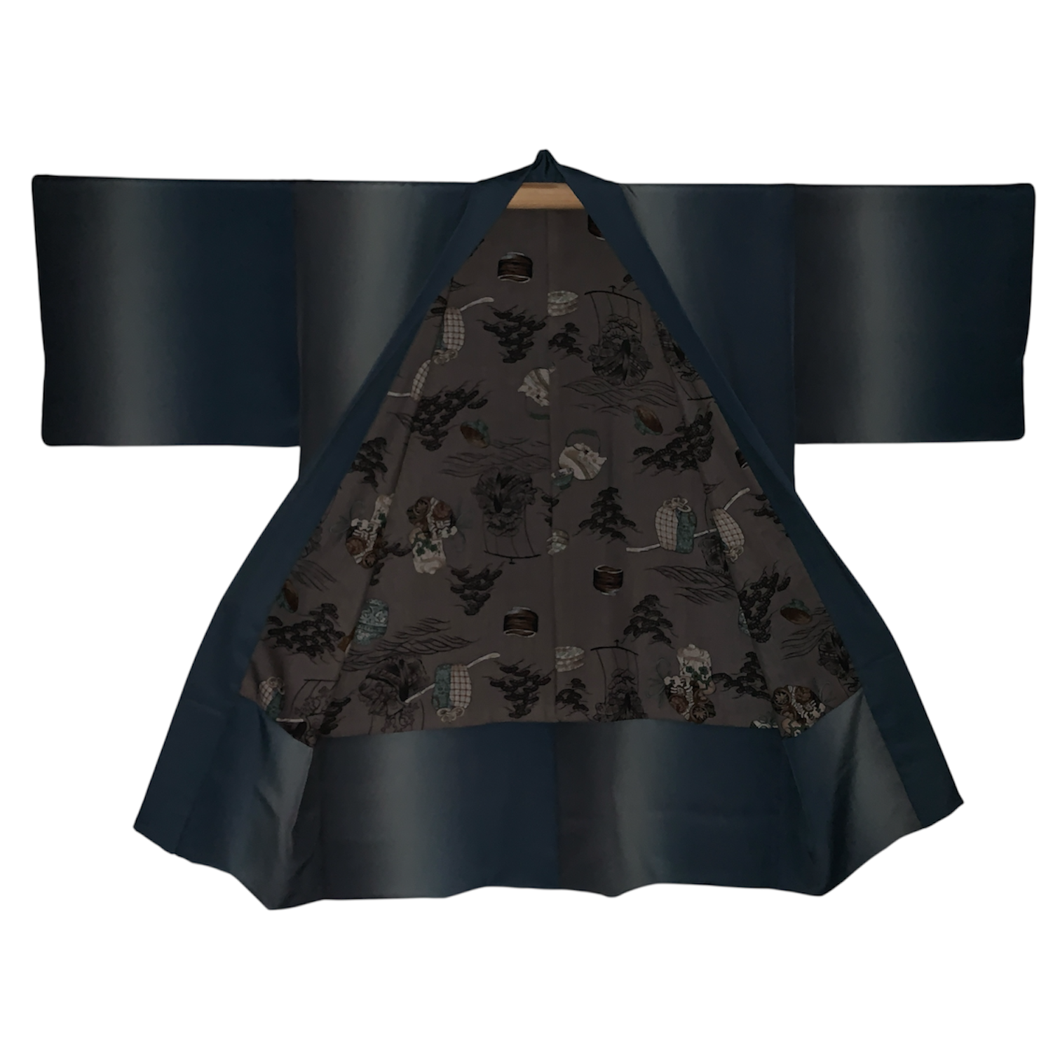 Upcycled Silk Haori Jacket - Iridescent Blue Gradient